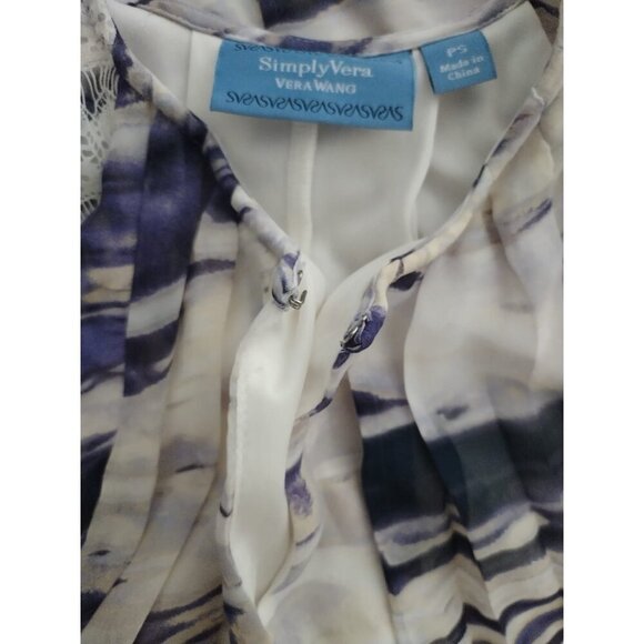 Simply Vera Vera Wang Sleeveless Pleated Dress With Lace Detail & Abstract Print - Picture 4 of 8